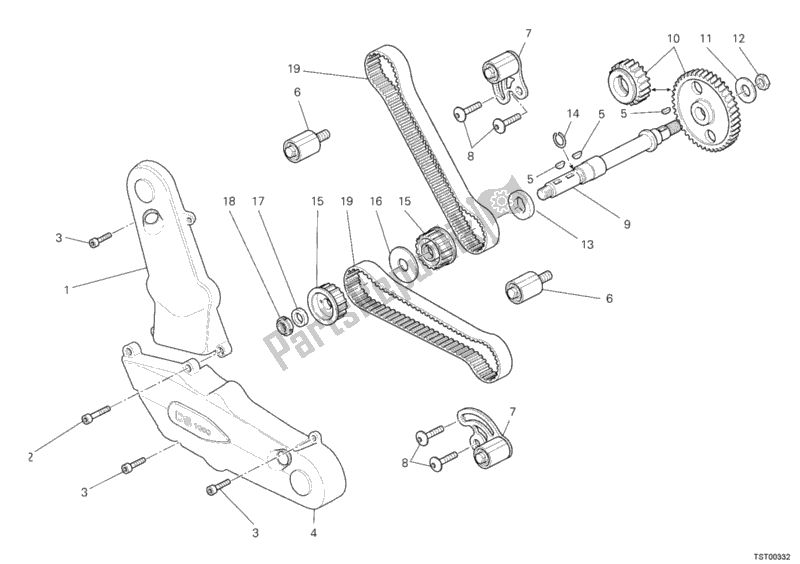 All parts for the Timing Belt of the Ducati Sportclassic Sport 1000 USA 2008